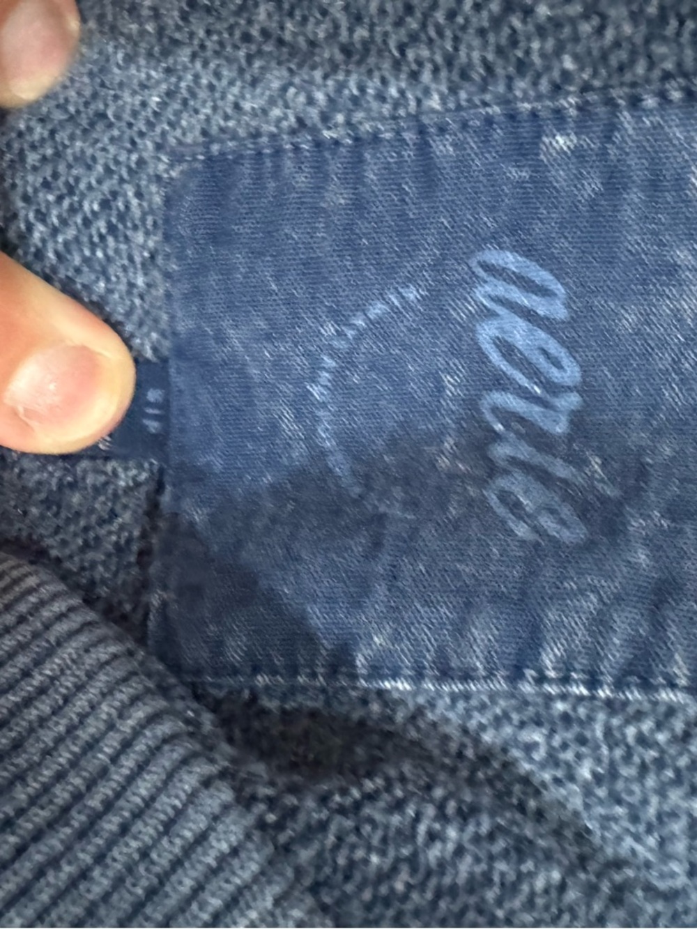 Aerie V Neck Sweatshirt in Washed Navy - Picture 3 of 3